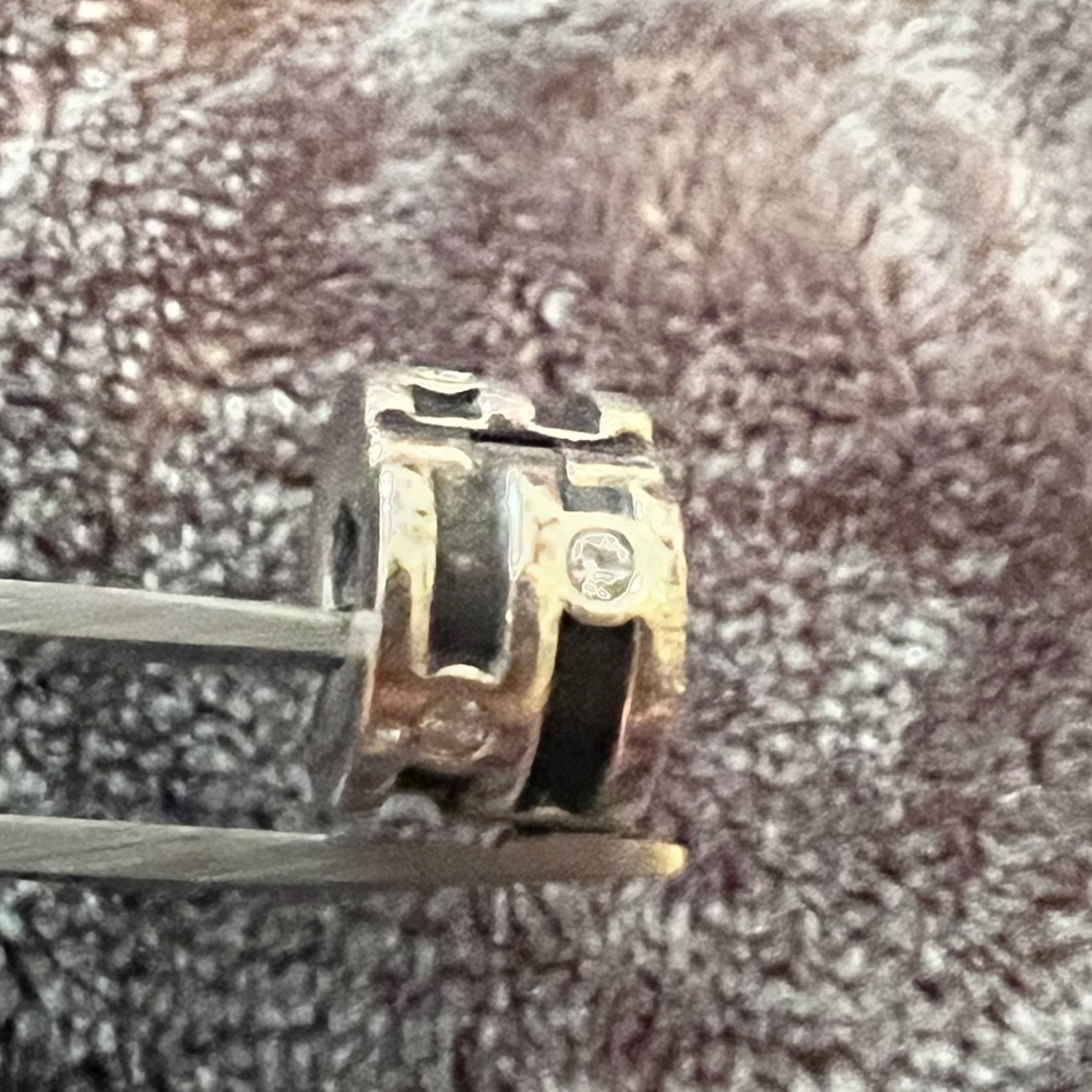 Charm spacer black with crystal stones